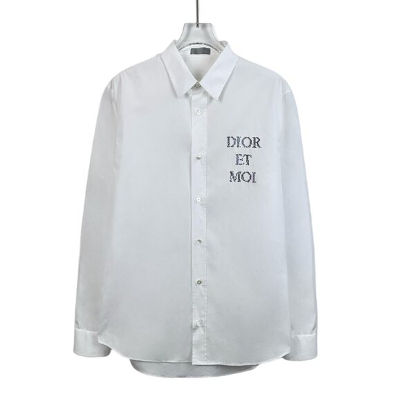 Dior White Cotton & Polyester Embroidered Button-Down Shirt Size 40 - Picture 1 of 7